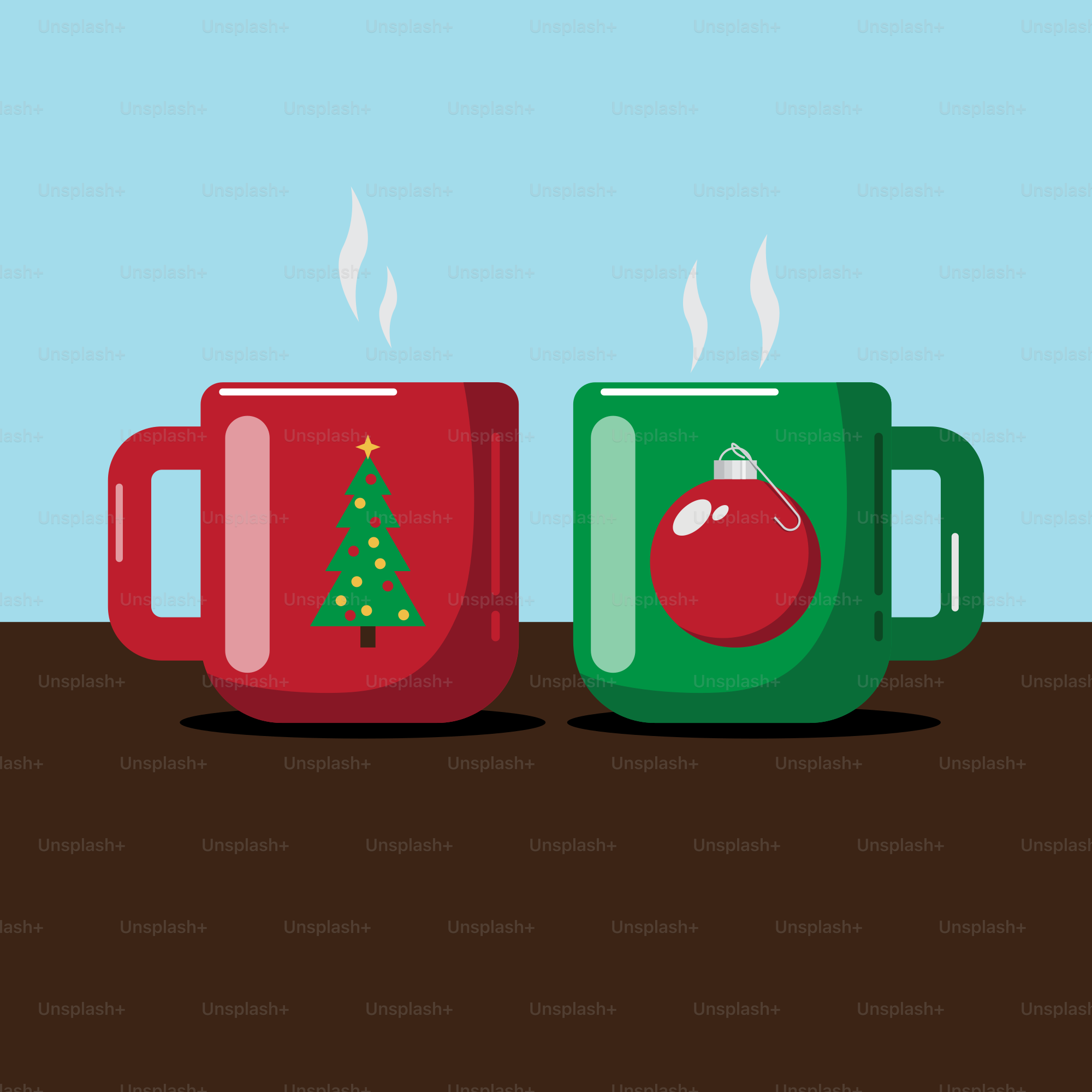 A couple of mugs sitting on top of a table