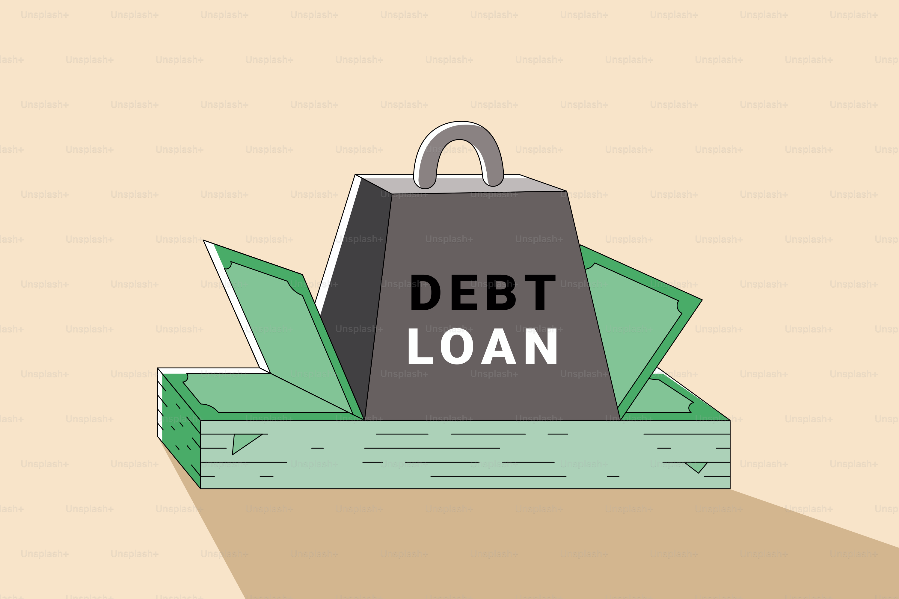 Eine Tasche, die auf einem Haufen Geld sitzt