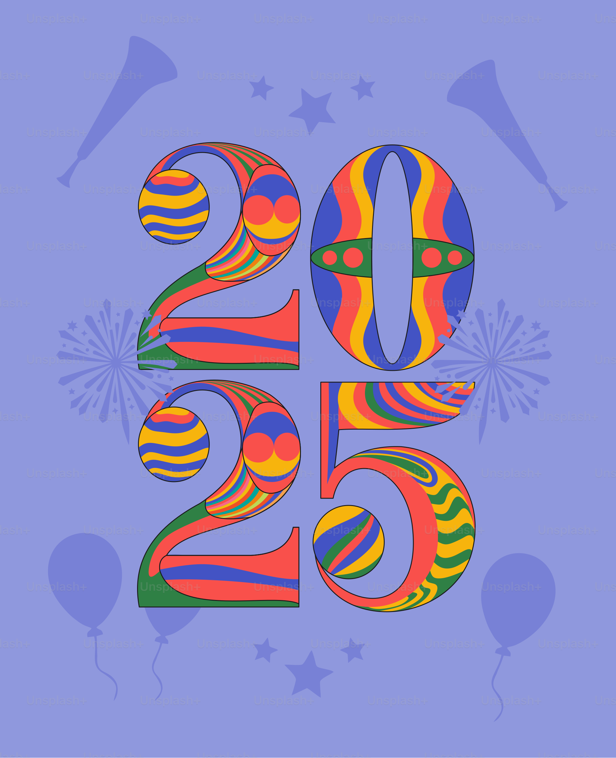 A purple background with the numbers twenty five and balloons