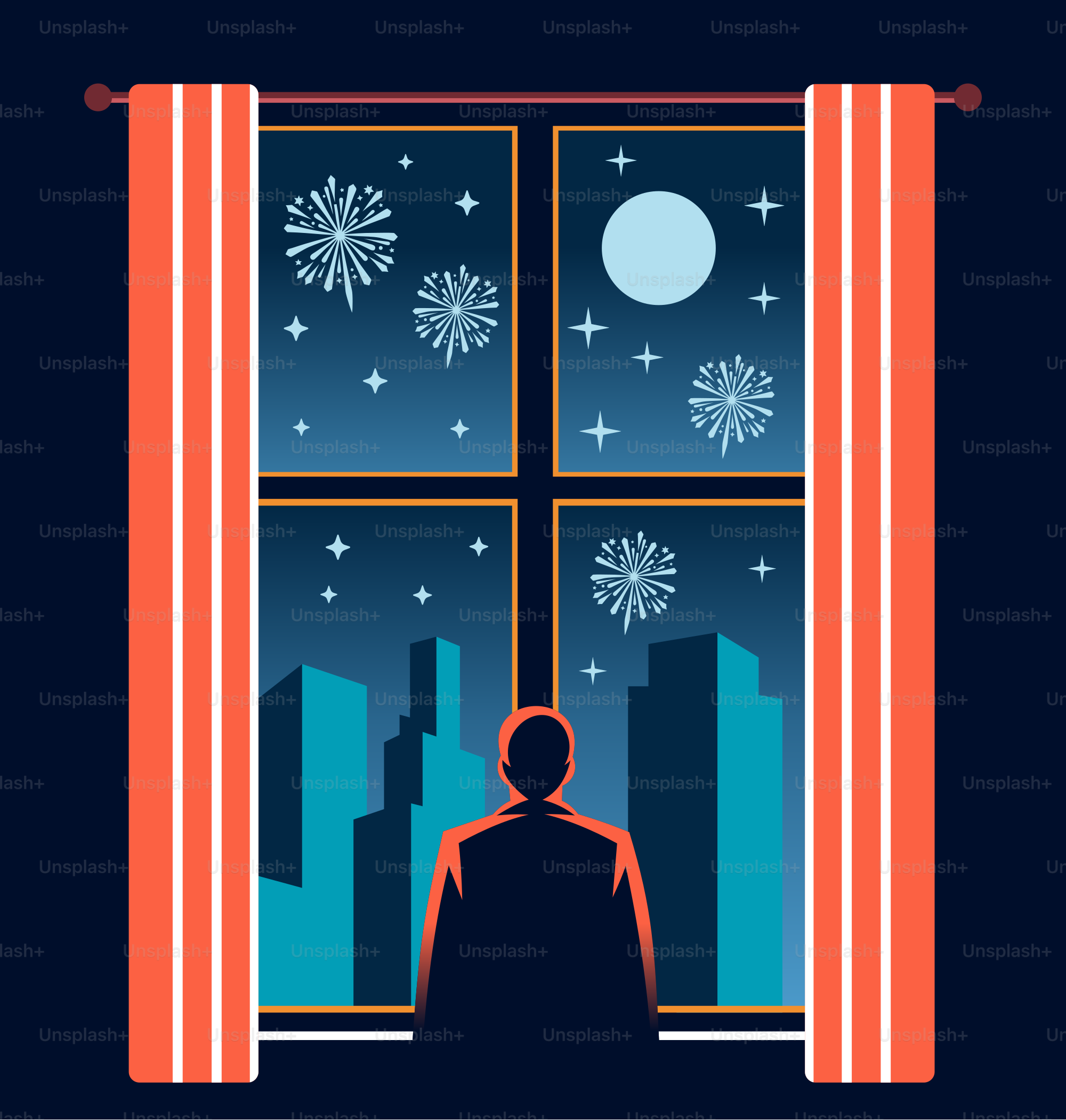 A person looking out of a window at snowflakes