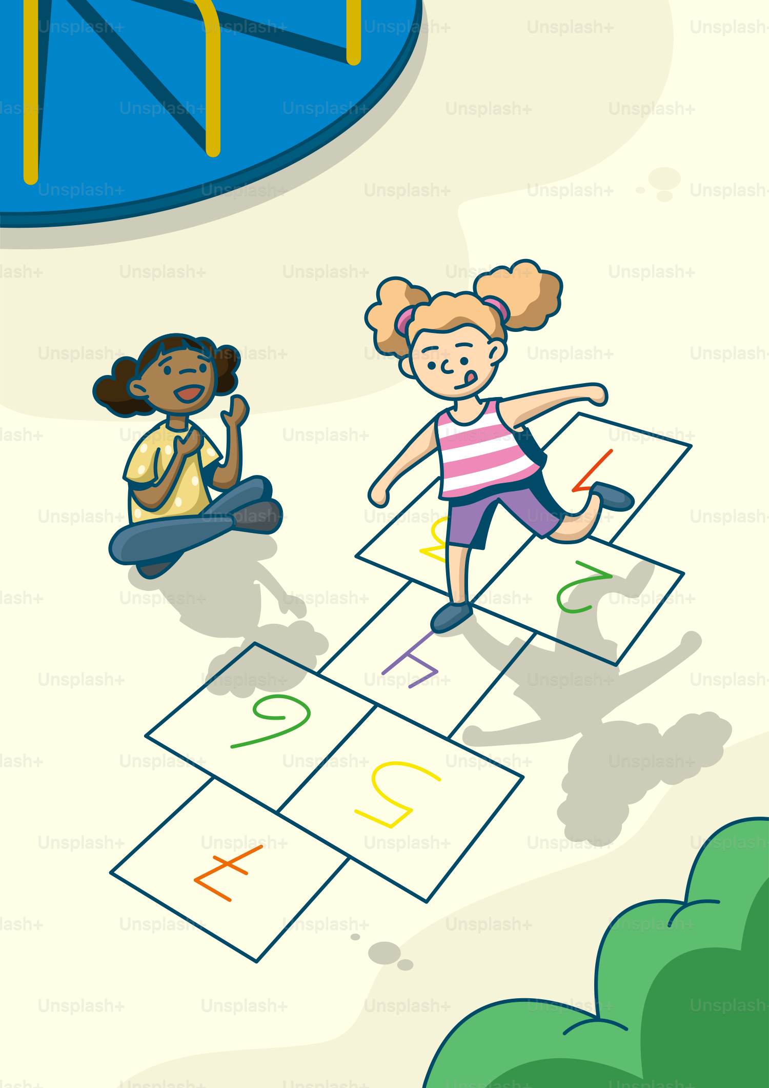 A group of children playing a game of hop hop hop hop hop hop hop hop ...