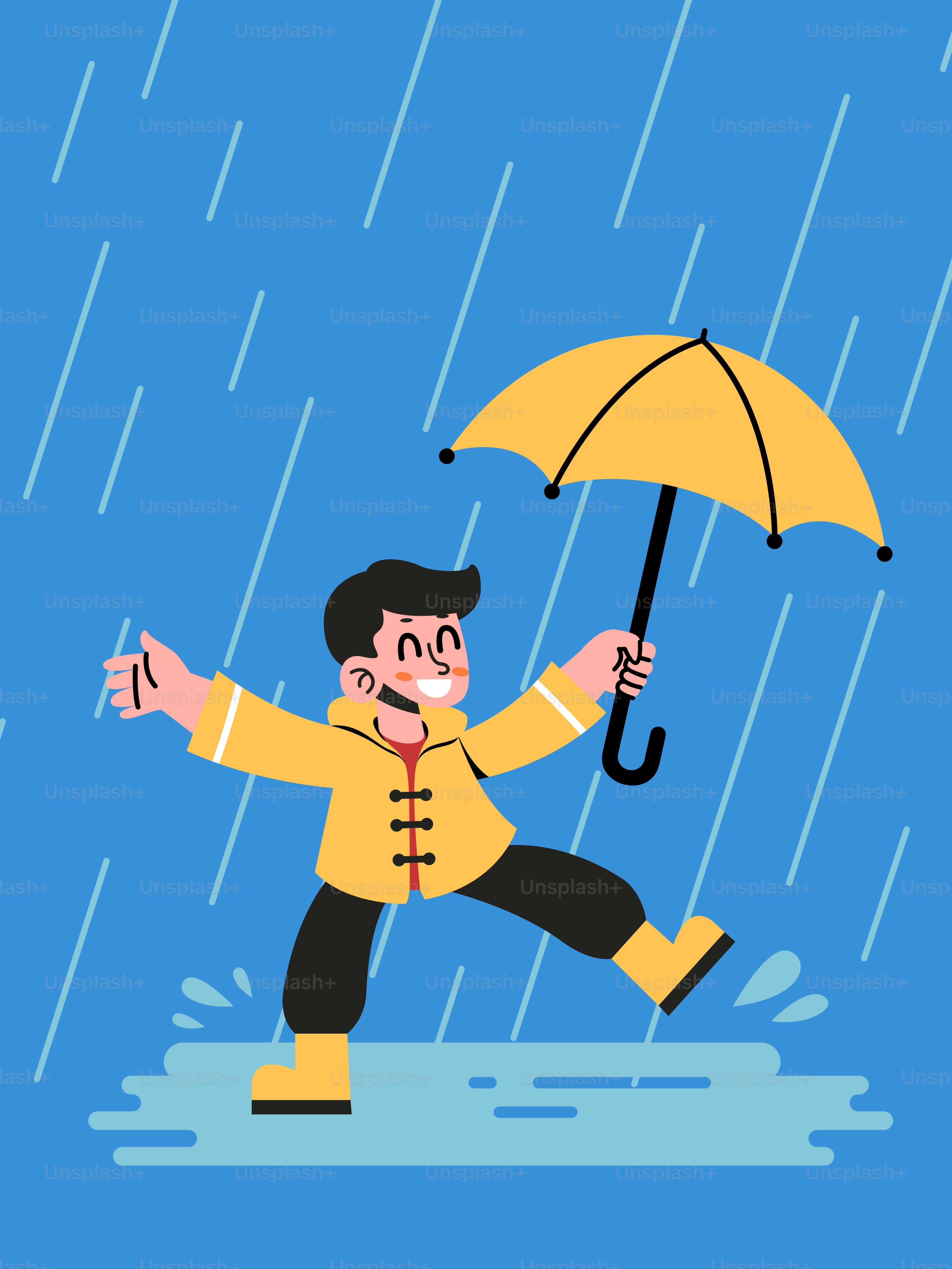 A man holding an umbrella in the rain