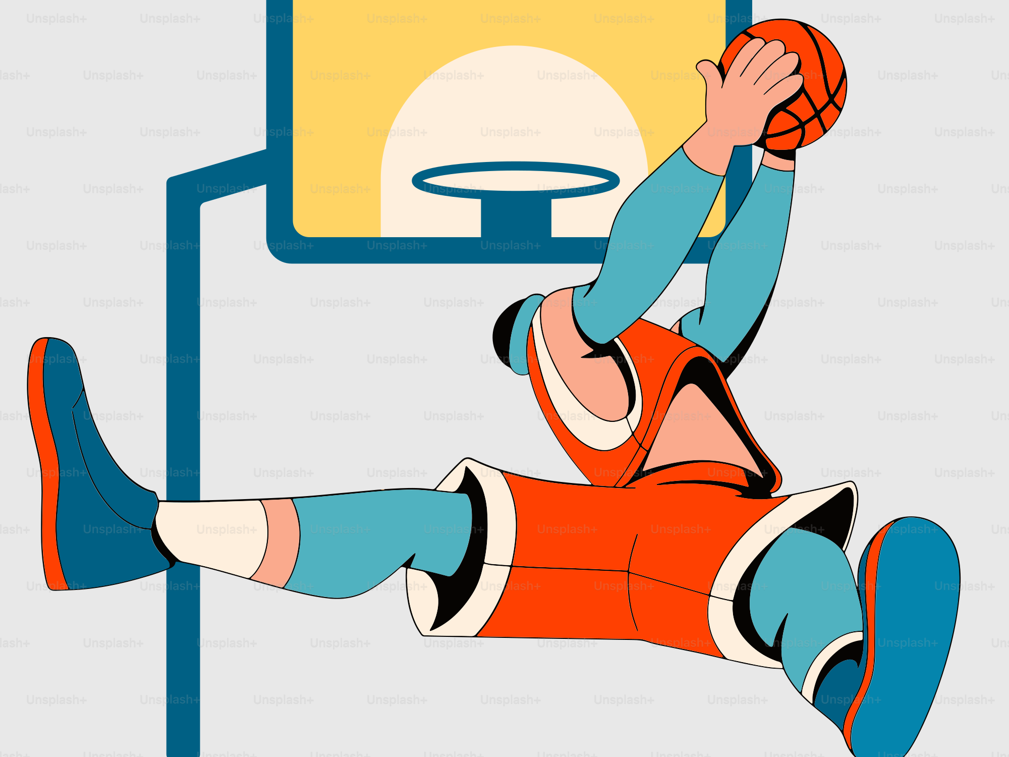 A person is playing basketball in front of a TV