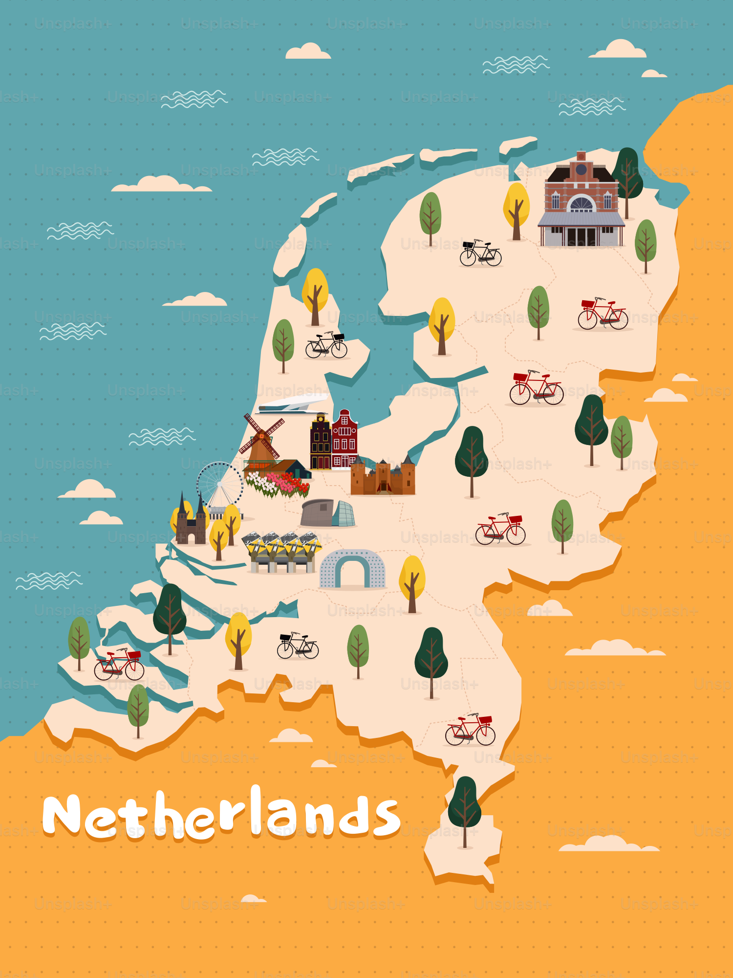A map of the country of netherlands
