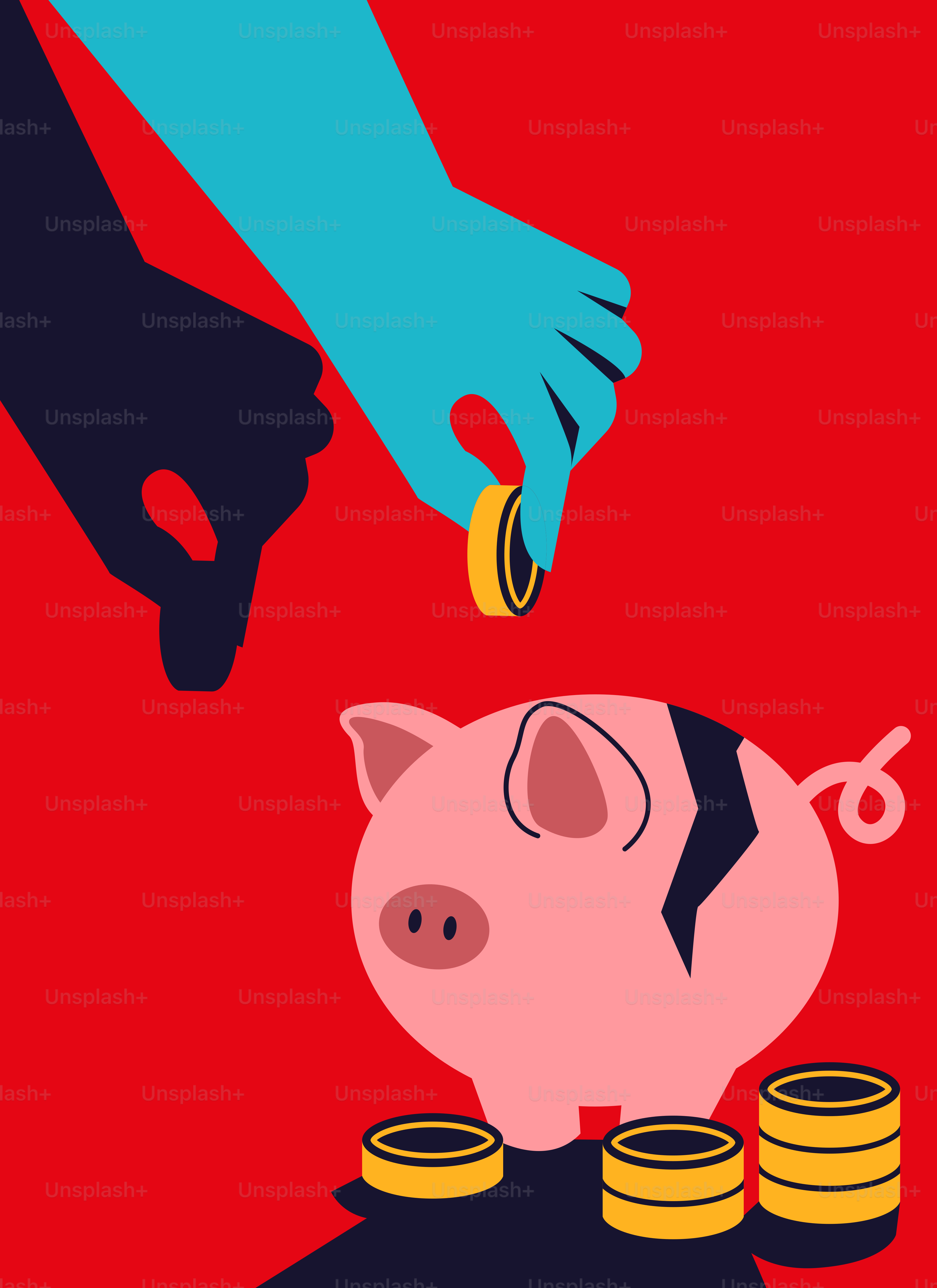 A person putting coins into a piggy bank