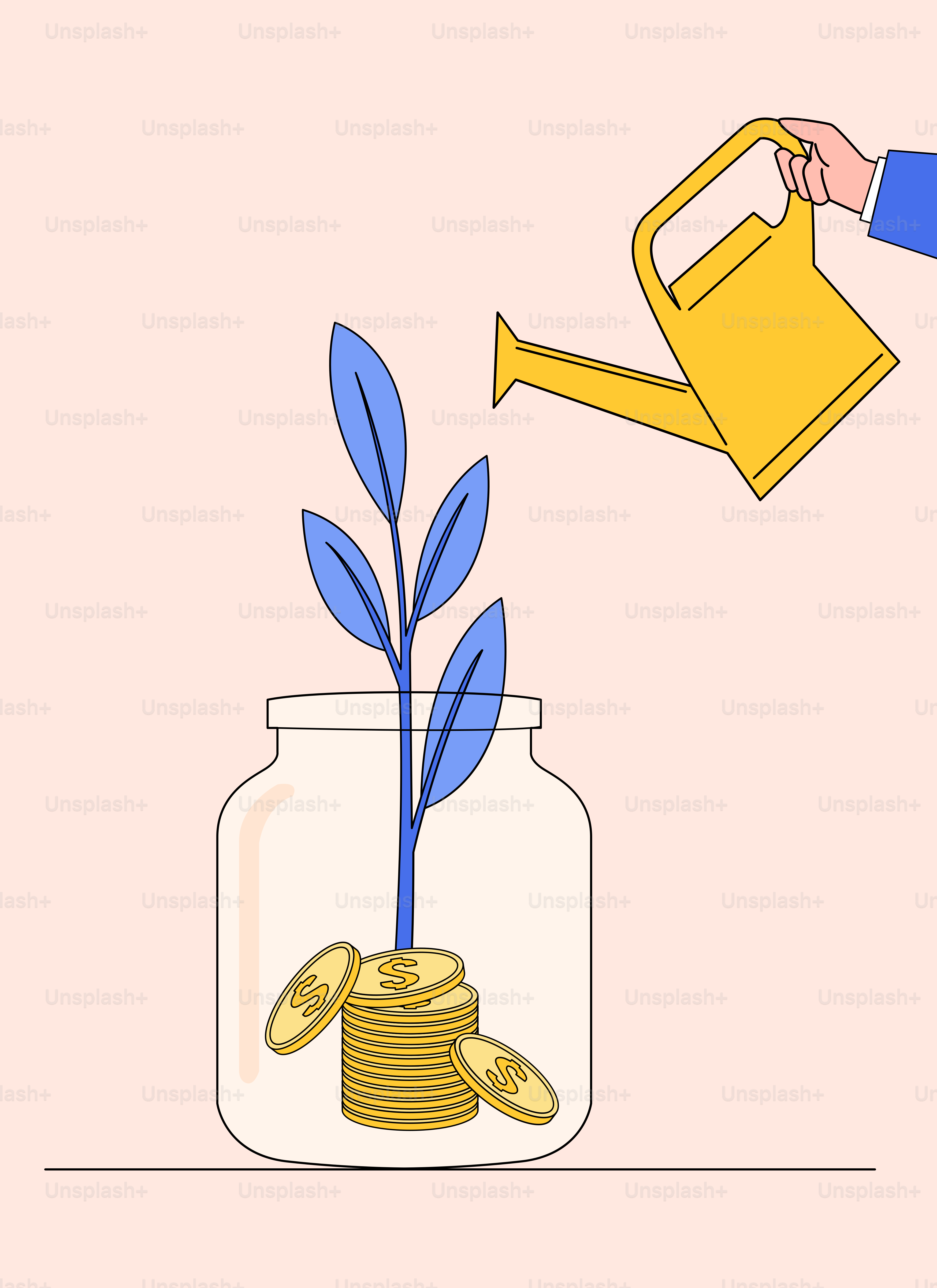 Eine Person, die Geld in ein Glas gießt