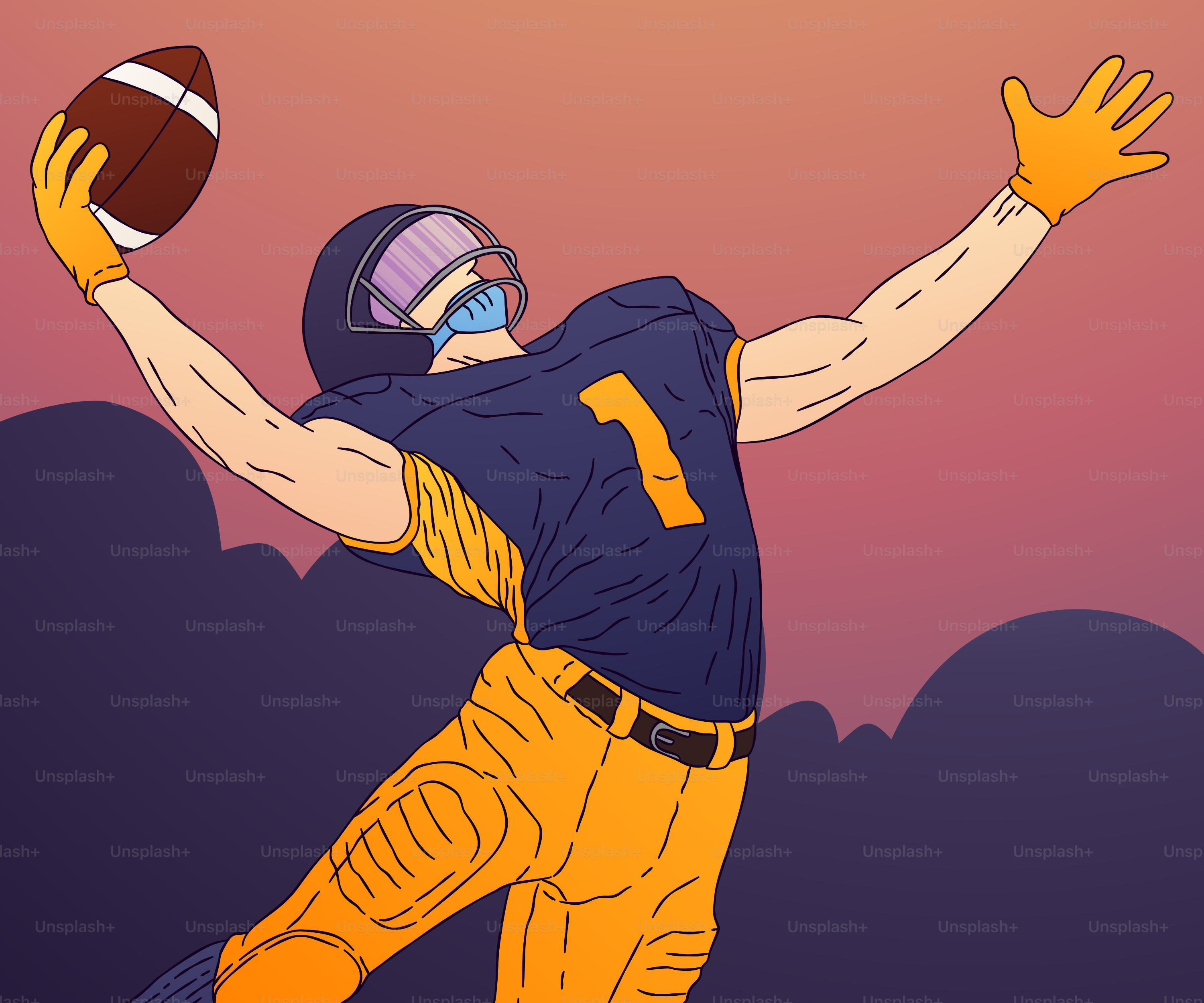 A cartoon of a football player throwing a ball