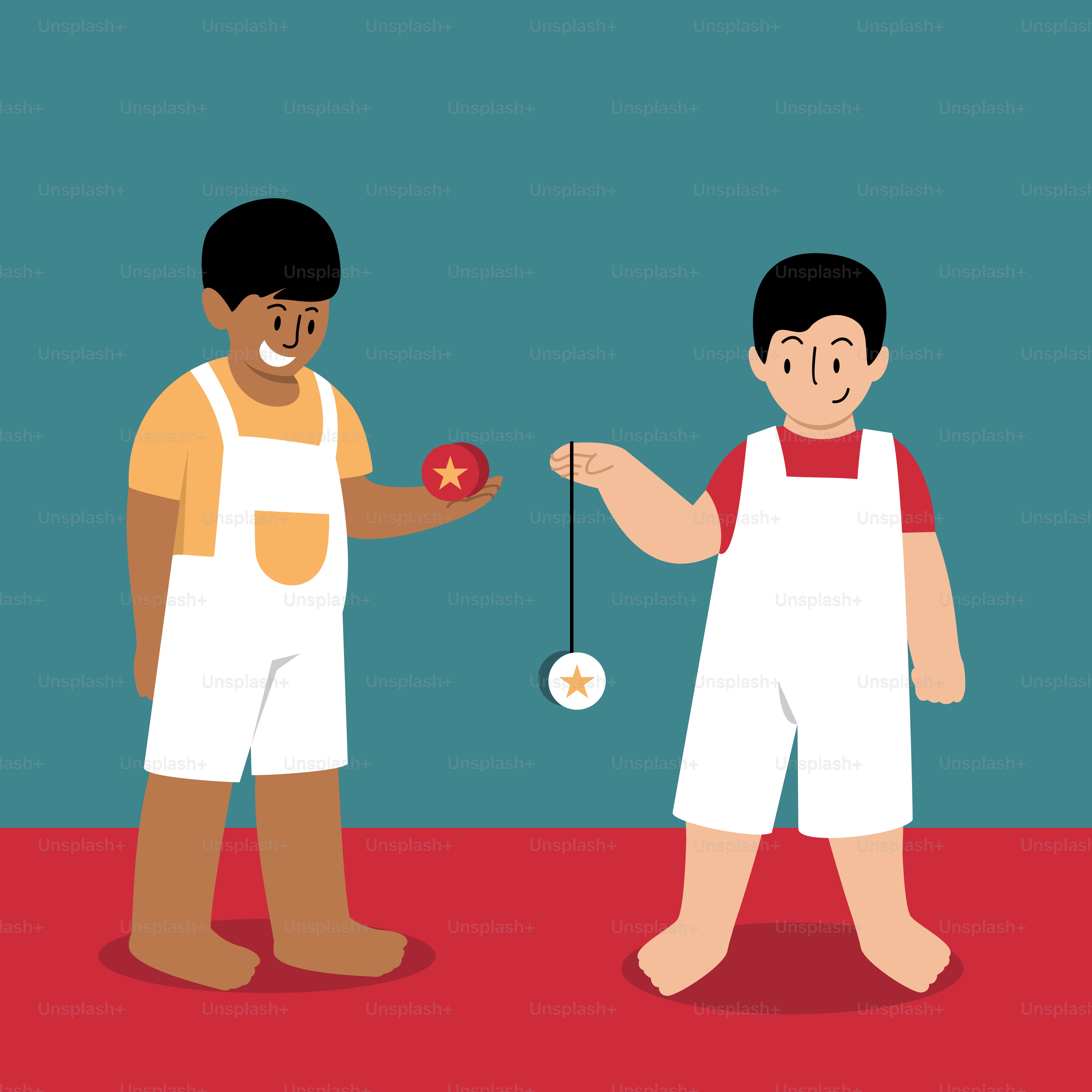 Two men standing in front of a red carpet