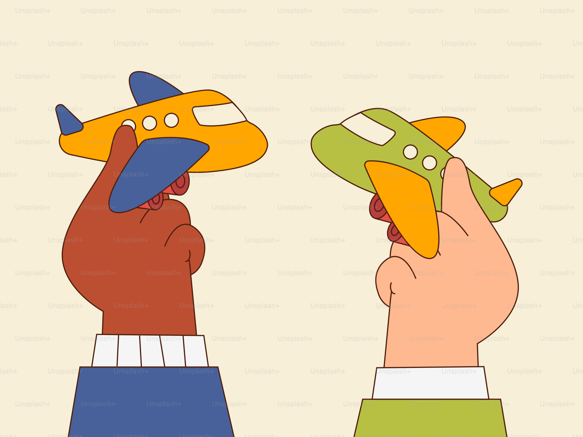 A couple of people that are looking at a plane