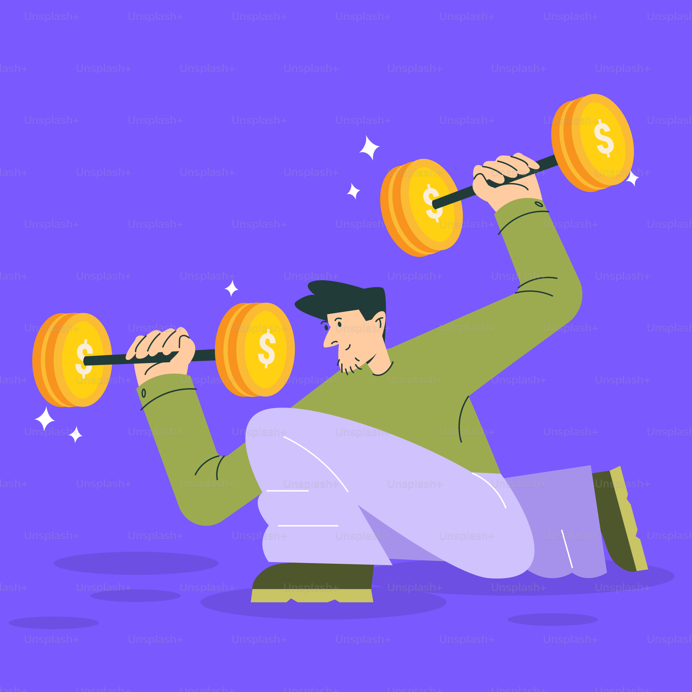 A man sitting on the ground with a barbell