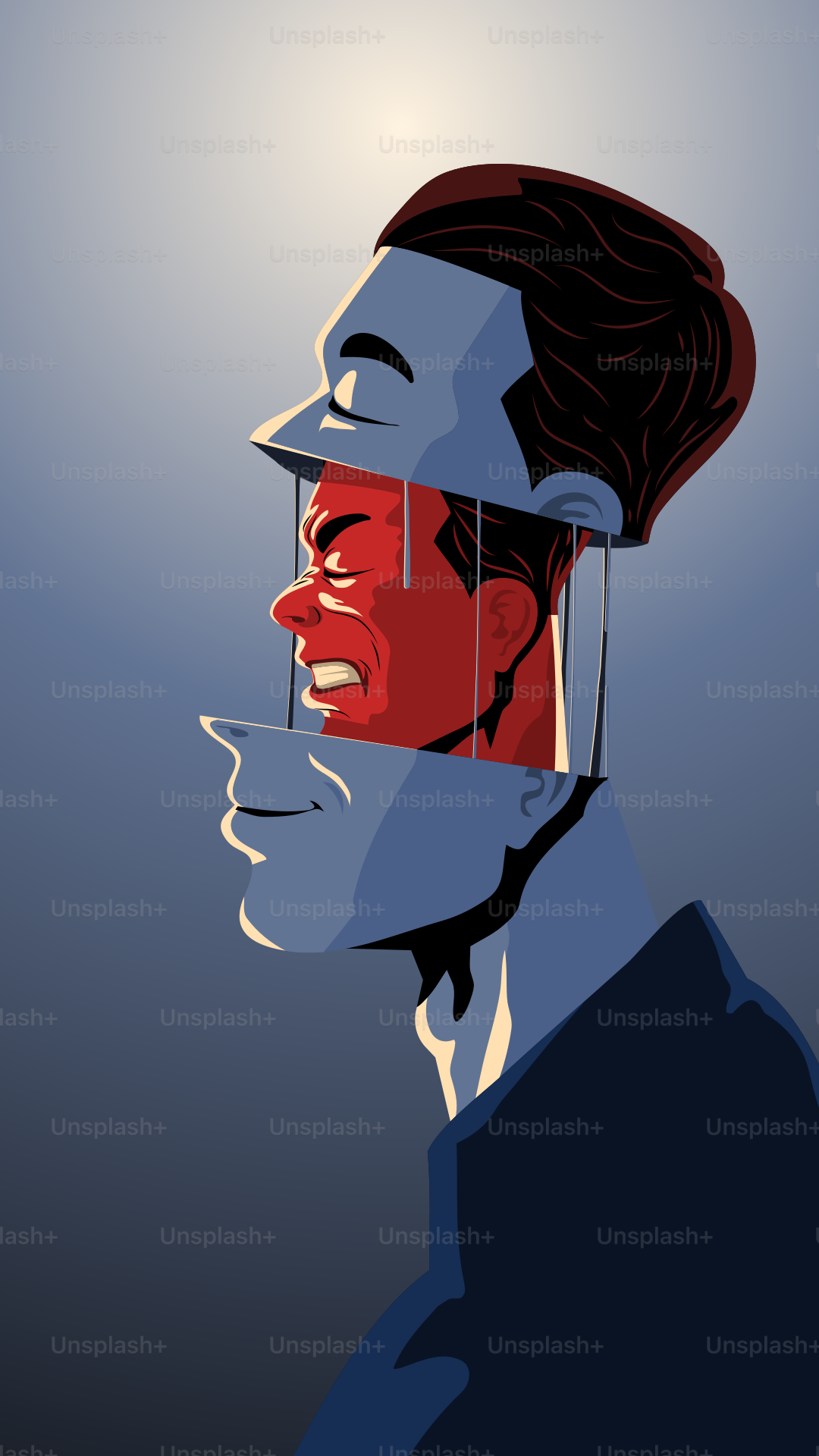 A man with red glasses on his face