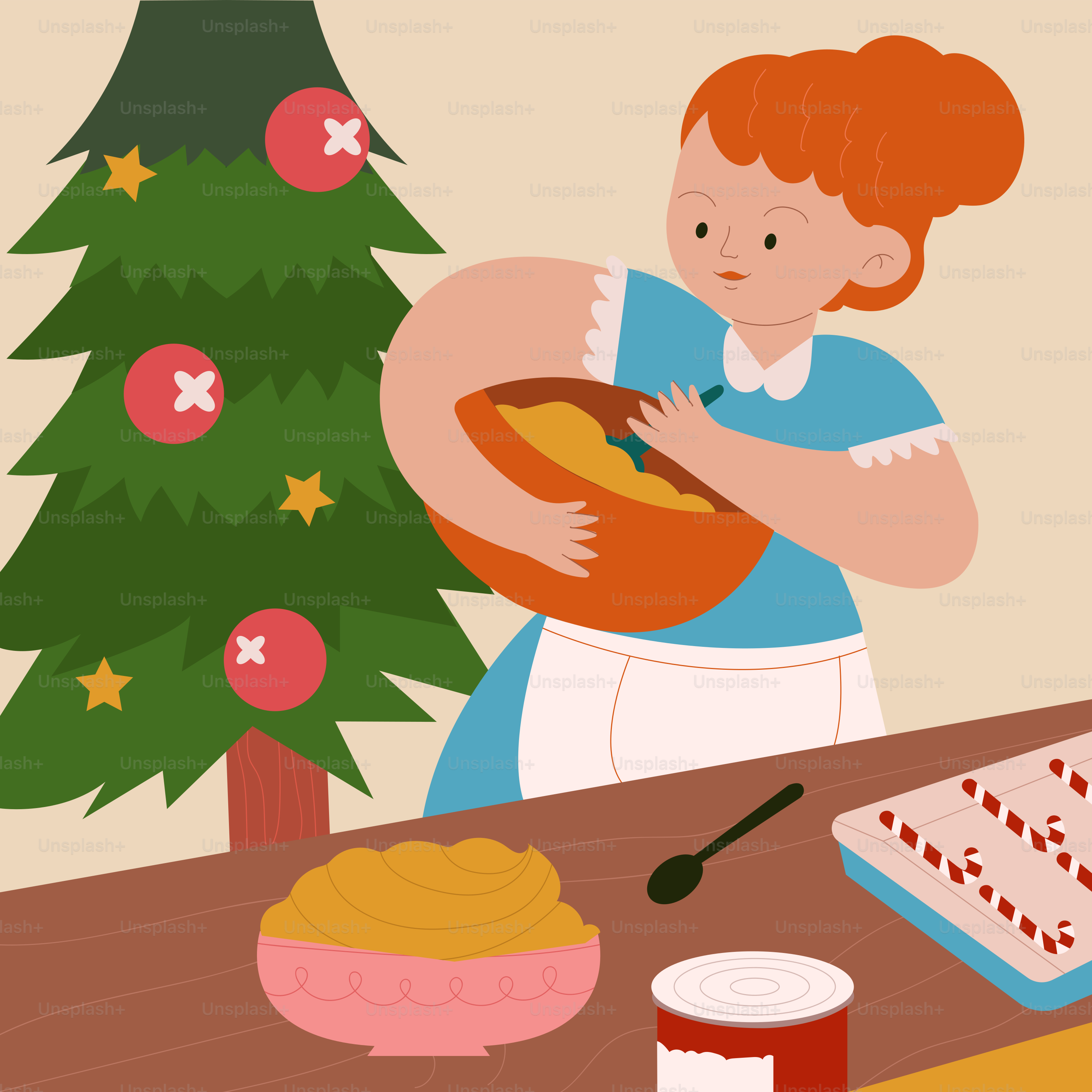 A woman in an apron is making a pie