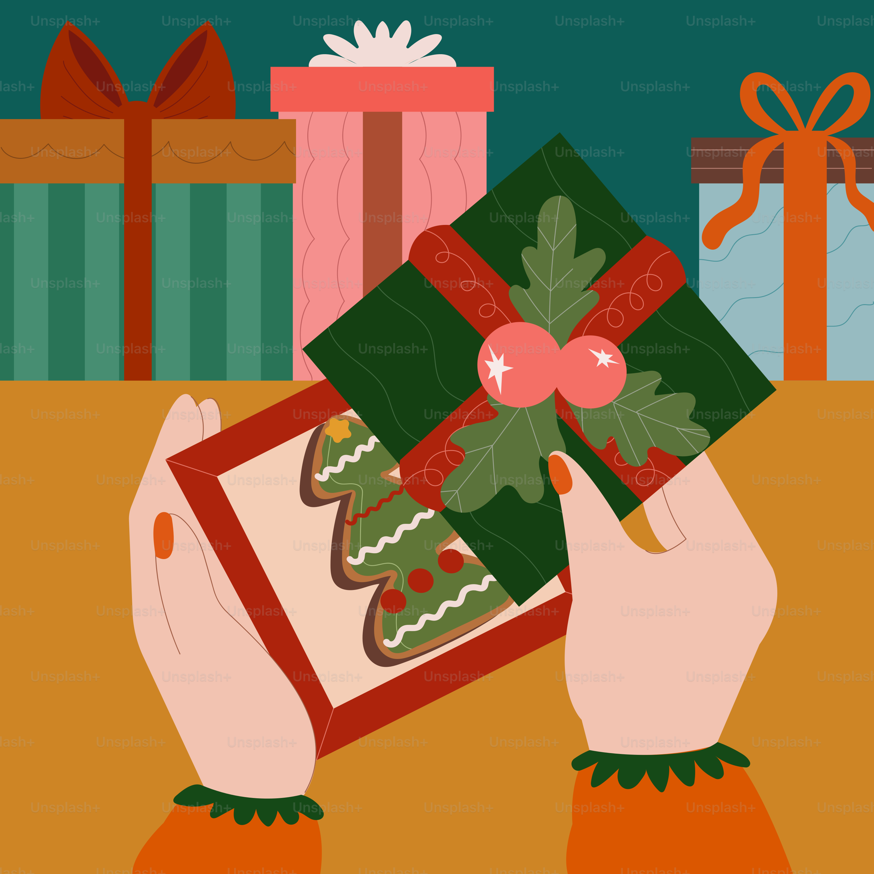 A person holding a christmas present in their hands