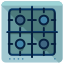 Un icono plano de una estufa con cuatro quemadores