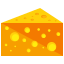 A piece of cheese with yellow dots on it