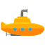 Un sous-marin jaune avec un tuyau qui en sort