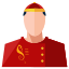 A man in a red uniform with a yellow hat