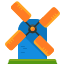 A blue object with two orange blades on top of it
