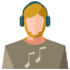 A man with headphones on his ears