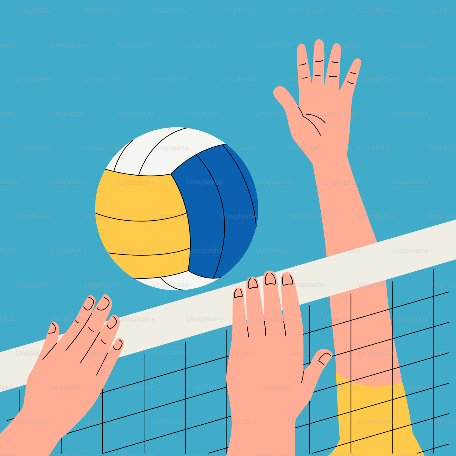 A volley ball is hitting a volleyball over a net vector – Blue Image on ...