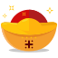 A yellow hat with a red ball on top of it