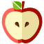 A red apple with a green leaf on top of it