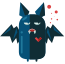 A cartoon character with a bat on his back