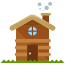 A brown house with a brown roof and a brown chimney