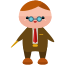 A cartoon character with glasses and a tie