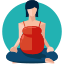 A woman sitting in the middle of a yoga pose