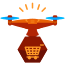 A red object with a shopping cart on top of it