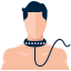 A man with a collar around his neck