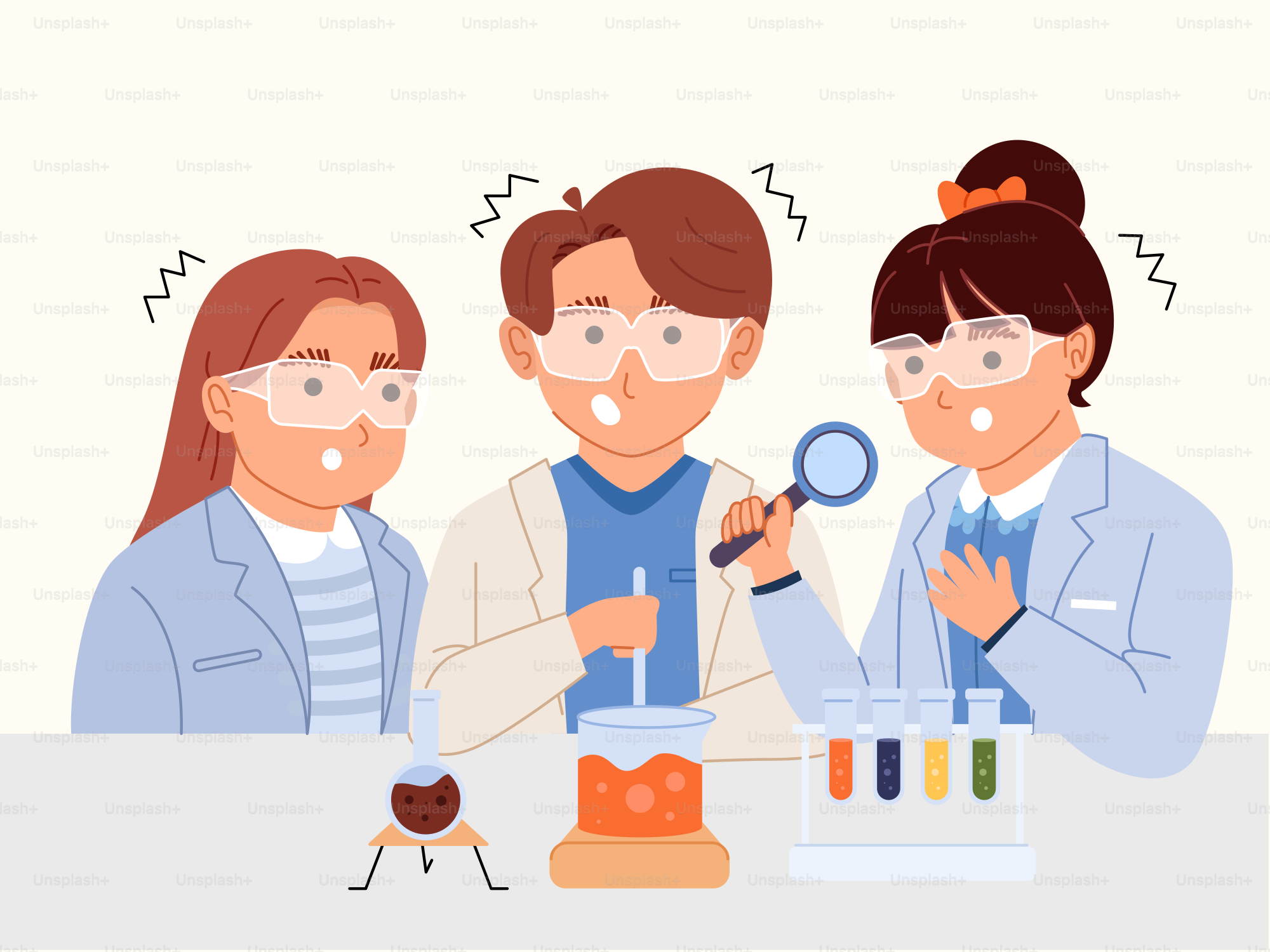 Um grupo de pessoas olhando através de uma lupa