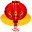 A red chinese lantern with a white background