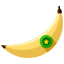 A yellow banana with a green star on it