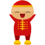 A cartoon character in a red outfit