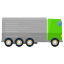 A green and gray truck is shown on a white background