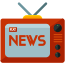 A red TV with the word news on it