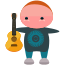 A cartoon character holding a guitar