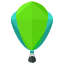 Une montgolfière verte et bleue