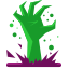 Un logo de una empresa con una mano saliendo del suelo