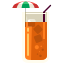 Un verre de jus d’orange avec un parapluie