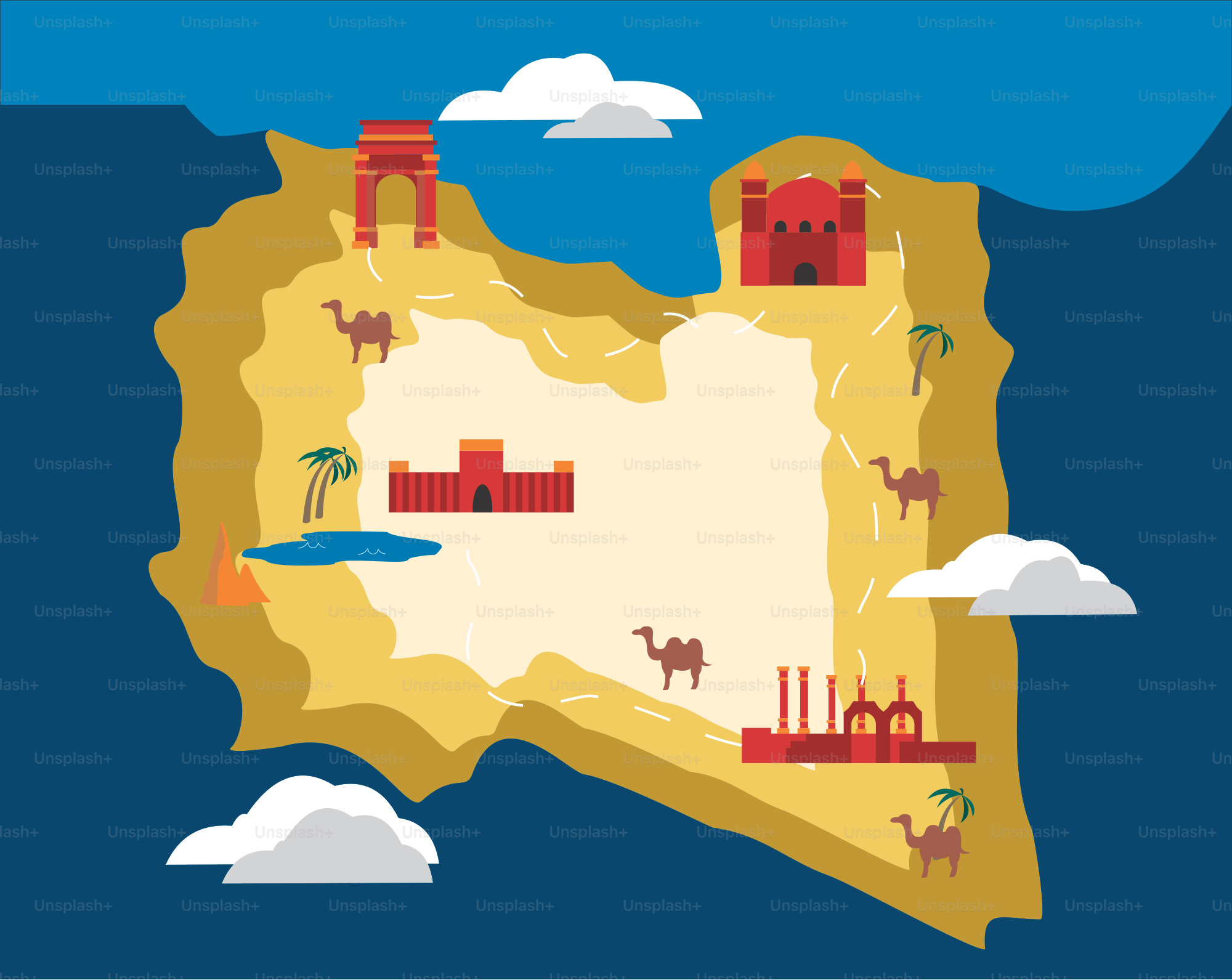 A stylized map of the united states