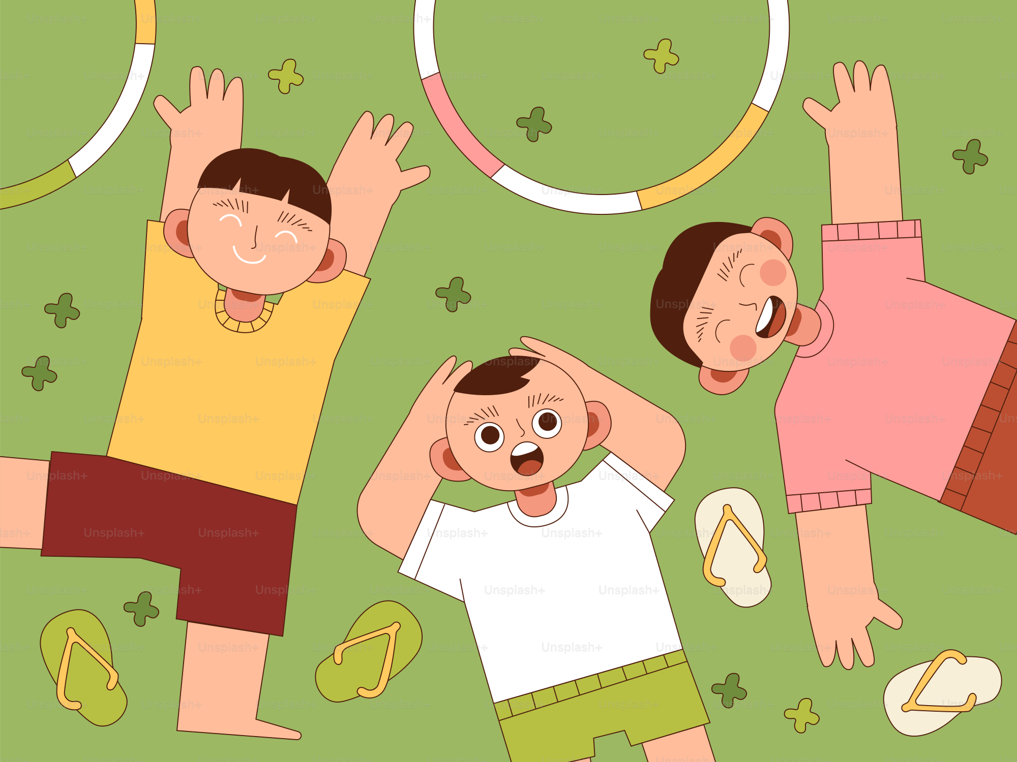 A group of kids playing with a hula hoop