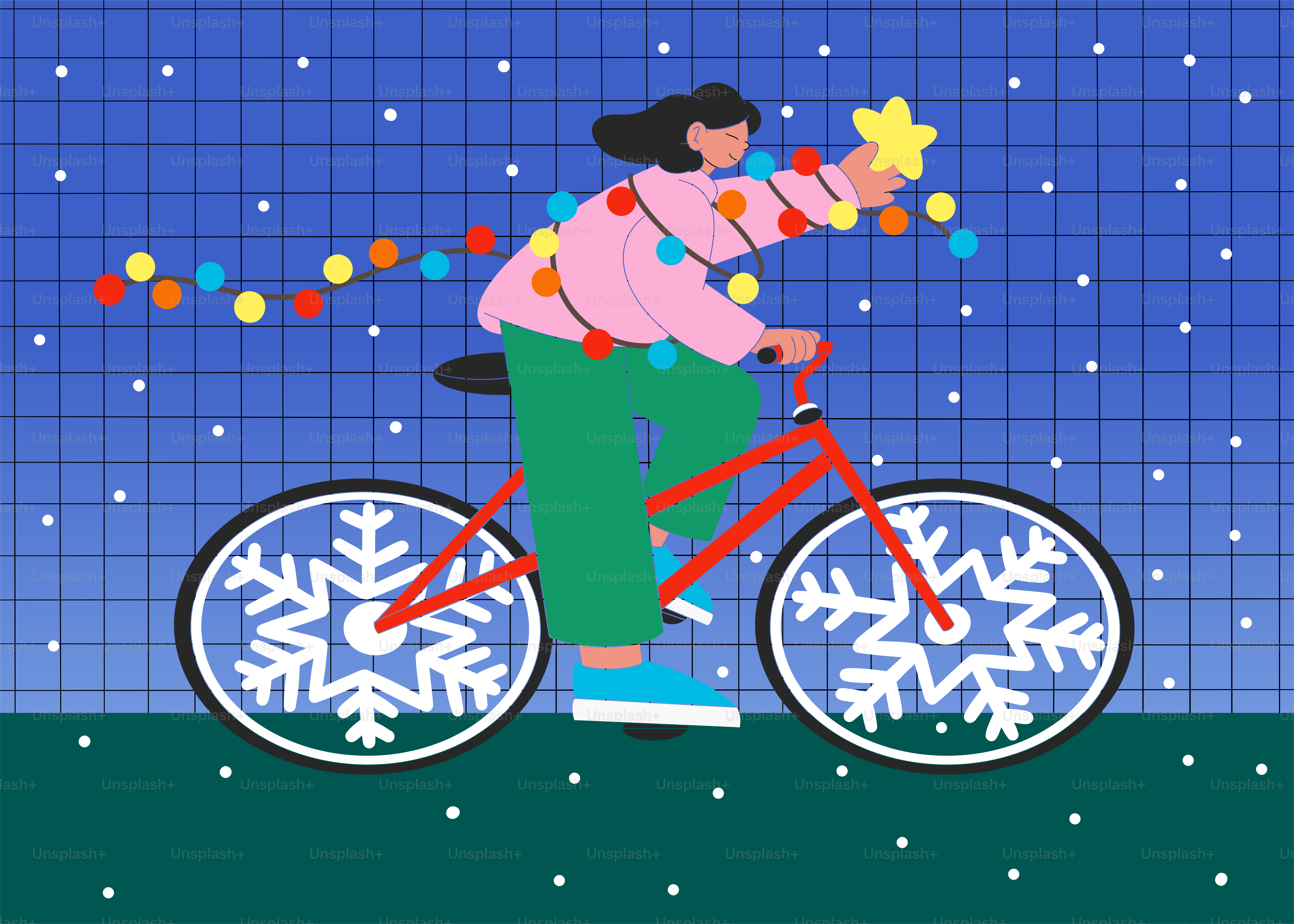 A person riding a bike in the snow