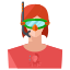 A woman wearing a pair of goggles on her head