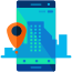 Un téléphone portable avec une carte à l’écran