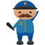 A cartoon police man with a mustache and a moustache