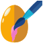 An egg with a paintbrush inside of it