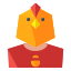 Seekor burung kertas dengan kemeja merah